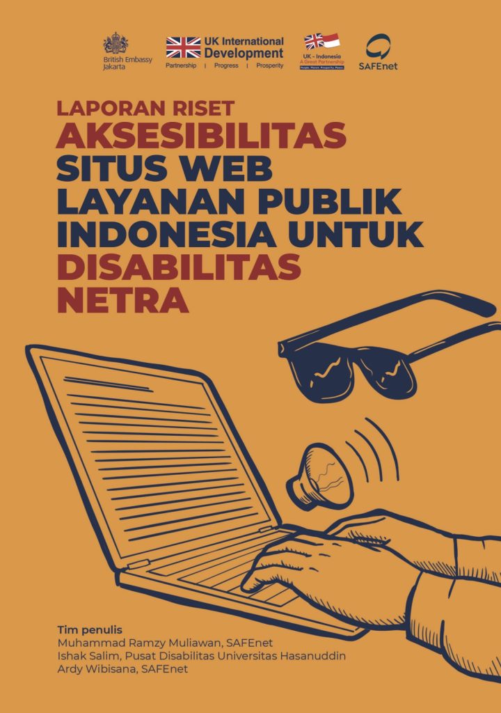 Sampul, Laporan Riset Aksesibiltas Situs Web Layanan Publik Indonesia untuk Disabilitas Netra